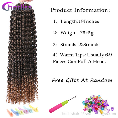 Wholesale Ombre Prelooped Passion Twist Water Wave Hair Synthetic Crochet Hair Braids Natural Passion Spring Twist For African